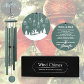 Christmas wind chime personalized for Mom and Dad in Turkish Green Color